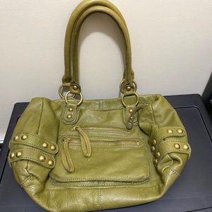 LINEA PELLE OLIVE GREEN LEATHER HANDBAG
